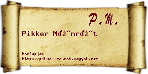 Pikker Ménrót névjegykártya